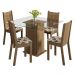 Conjunto Sala de Jantar Madesa Magda Mesa Tampo de Vidro com 4 Cadeiras - Rustic/Hibiscos
