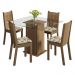 Conjunto Sala de Jantar Madesa Magda Mesa Tampo de Vidro com 4 Cadeiras - Rustic/Lírio Bege
