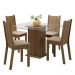 Conjunto Sala de Jantar Madesa Magda Mesa Tampo de Vidro com 4 Cadeiras - Rustic/Pérola