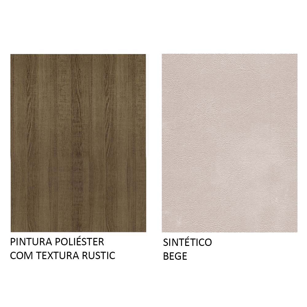 Conjunto Sala de Jantar Madesa Magda Mesa Tampo de Vidro com 4 Cadeiras - Rustic/Pérola