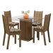 Conjunto Sala de Jantar Madesa Maya Mesa Tampo de Vidro com 4 Cadeiras - Rustic/Bege Marrom