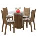 Conjunto Sala de Jantar Madesa Maya Mesa Tampo de Vidro com 4 Cadeiras - Rustic/Floral Hibiscos