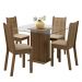 Conjunto Sala de Jantar Madesa Maya Mesa Tampo de Vidro com 4 Cadeiras - Rustic/Pérola