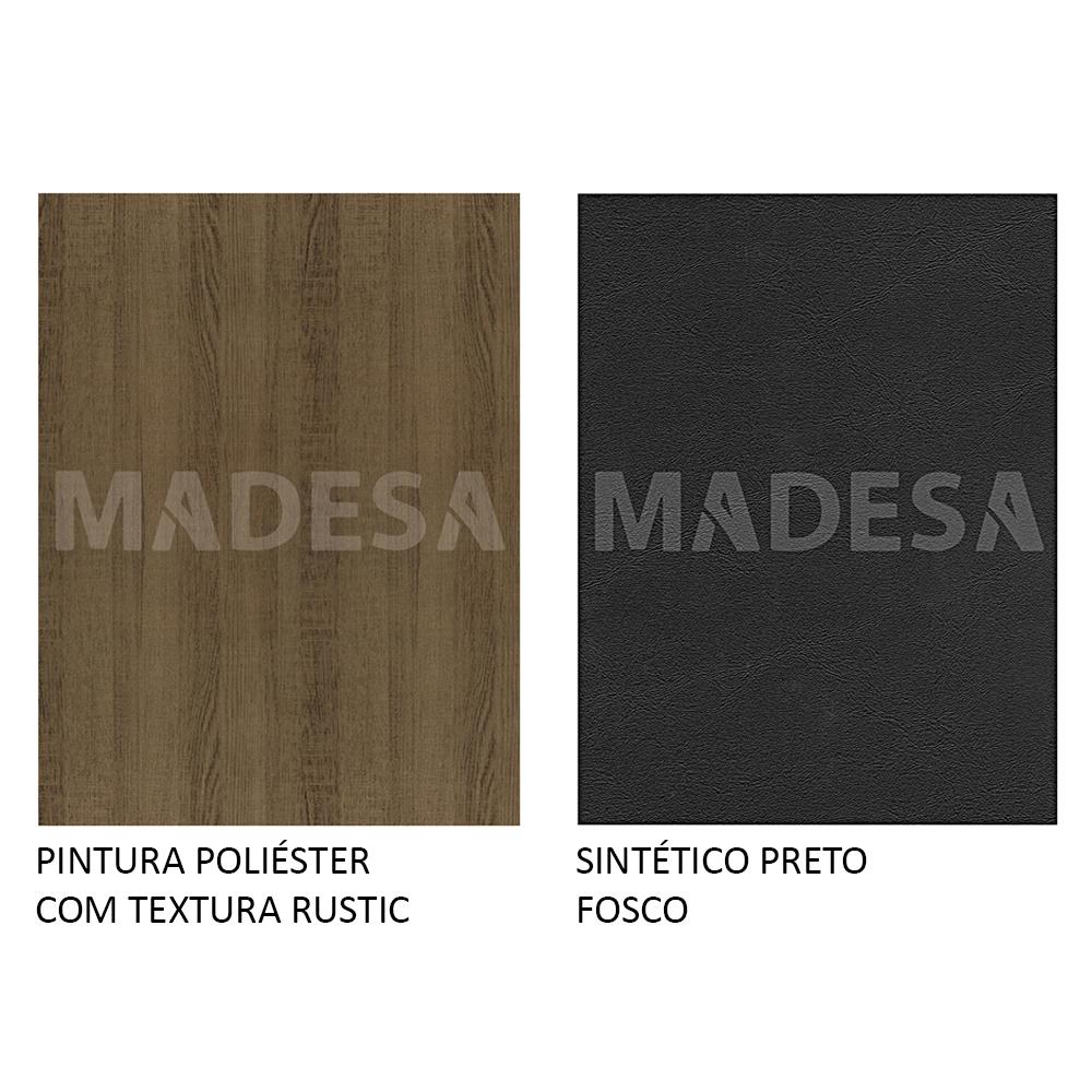 Conjunto Sala de Jantar Madesa Maya Mesa Tampo de Vidro com 4 Cadeiras - Rustic/Sintético Preto