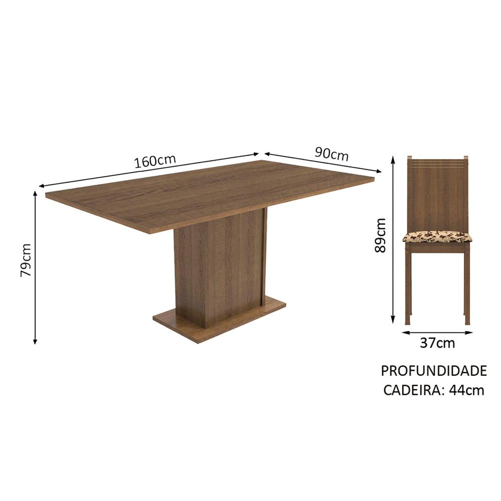 Conjunto Sala de Jantar Madesa Megan Mesa Tampo de Madeira com 6 Cadeiras - Rustic/Bege Marrom