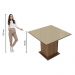 Conjunto Sala de Jantar Madesa Moscou Plus Mesa Tampo de Vidro com 4 Cadeiras - Rustic/Crema/Pérola