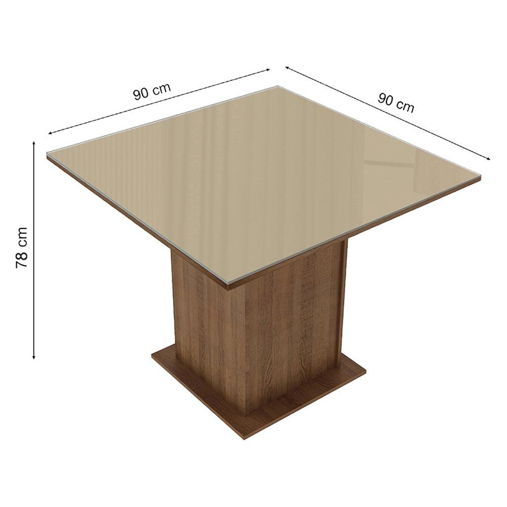 Conjunto Sala de Jantar Madesa Moscou Plus Mesa Tampo de Vidro com 4 Cadeiras - Rustic/Crema/Pérola