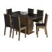Conjunto Sala de Jantar Madesa Moscou Plus Mesa Tampo de Vidro com 6 Cadeiras - Rustic/Preto/Sintético Preto