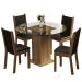 Conjunto Sala de Jantar Madesa Nanda Mesa Tampo de Vidro Redondo 4 Cadeiras - Rustic/Preto