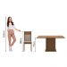 Conjunto Sala de Jantar Madesa Panamá Mesa Tampo de Madeira com 8 Cadeiras - Rustic/Crema/Pérola