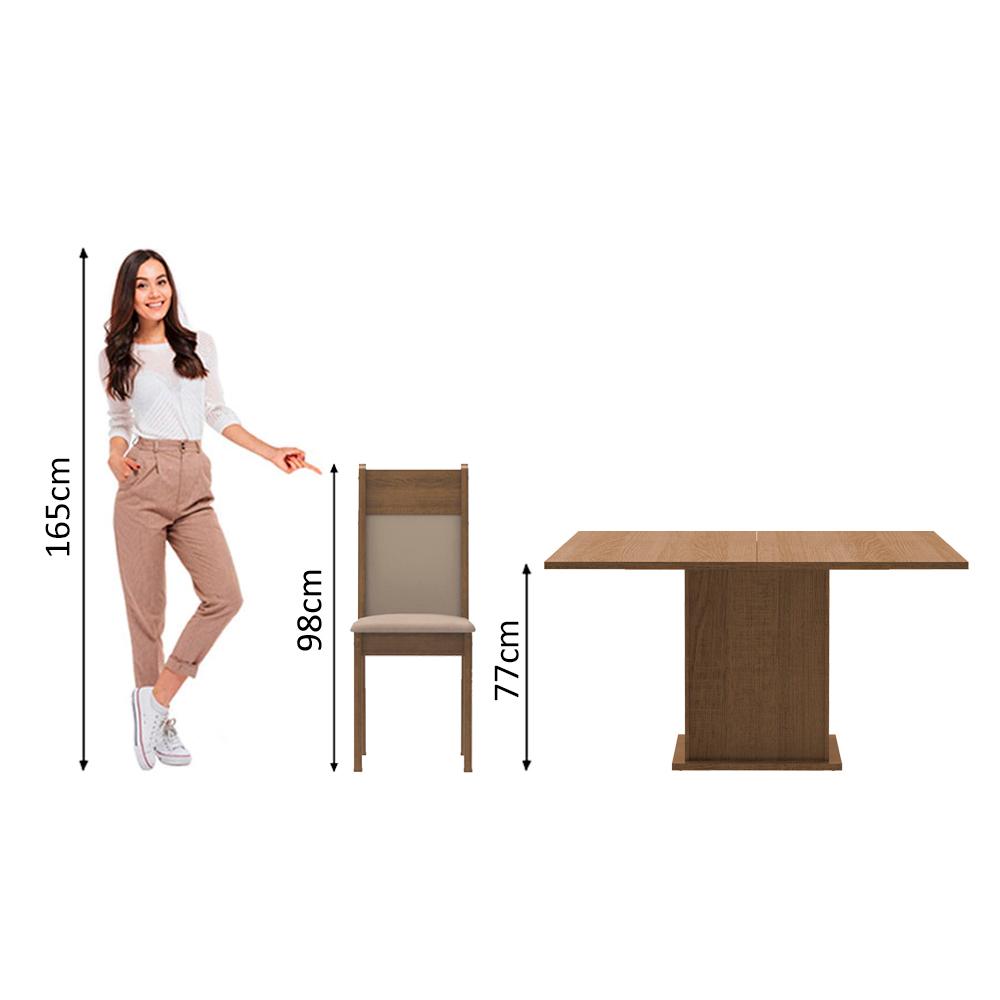 Conjunto Sala de Jantar Madesa Panamá Mesa Tampo de Madeira com 8 Cadeiras - Rustic/Crema/Pérola
