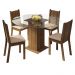 Conjunto Sala de Jantar Madesa Paula Mesa Tampo de Vidro Redondo 4 Cadeiras - Rustic/Bege