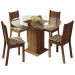 Conjunto Sala de Jantar Madesa Paula Mesa Tampo de Vidro Redondo 4 Cadeiras - Rustic/Bege Marrom