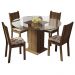 Conjunto Sala de Jantar Madesa Paula Mesa Tampo de Vidro Redondo 4 Cadeiras - Rustic/Hibiscos