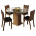 Conjunto Sala de Jantar Madesa Paula Mesa Tampo de Vidro Redondo 4 Cadeiras - Rustic/Preto