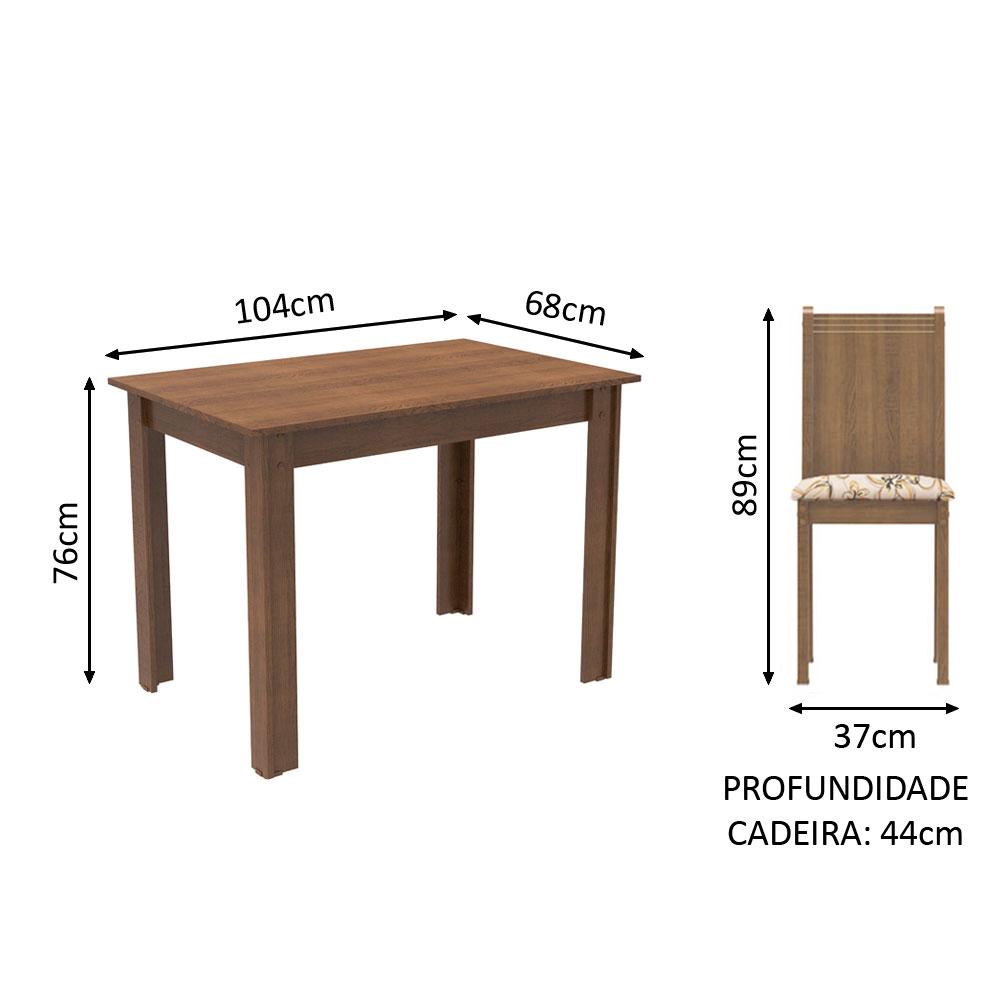 Conjunto Sala de Jantar Madesa Rute Mesa Tampo de Madeira com 4 Cadeiras - Rustic/Lírio Bege