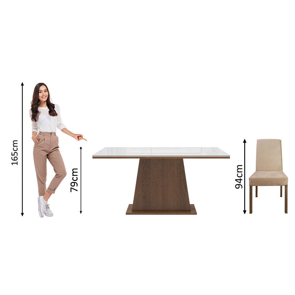 Conjunto Sala de Jantar Madesa Sabrina Mesa Tampo de Vidro com 4 Cadeiras - Rustic/Branco/Imperial