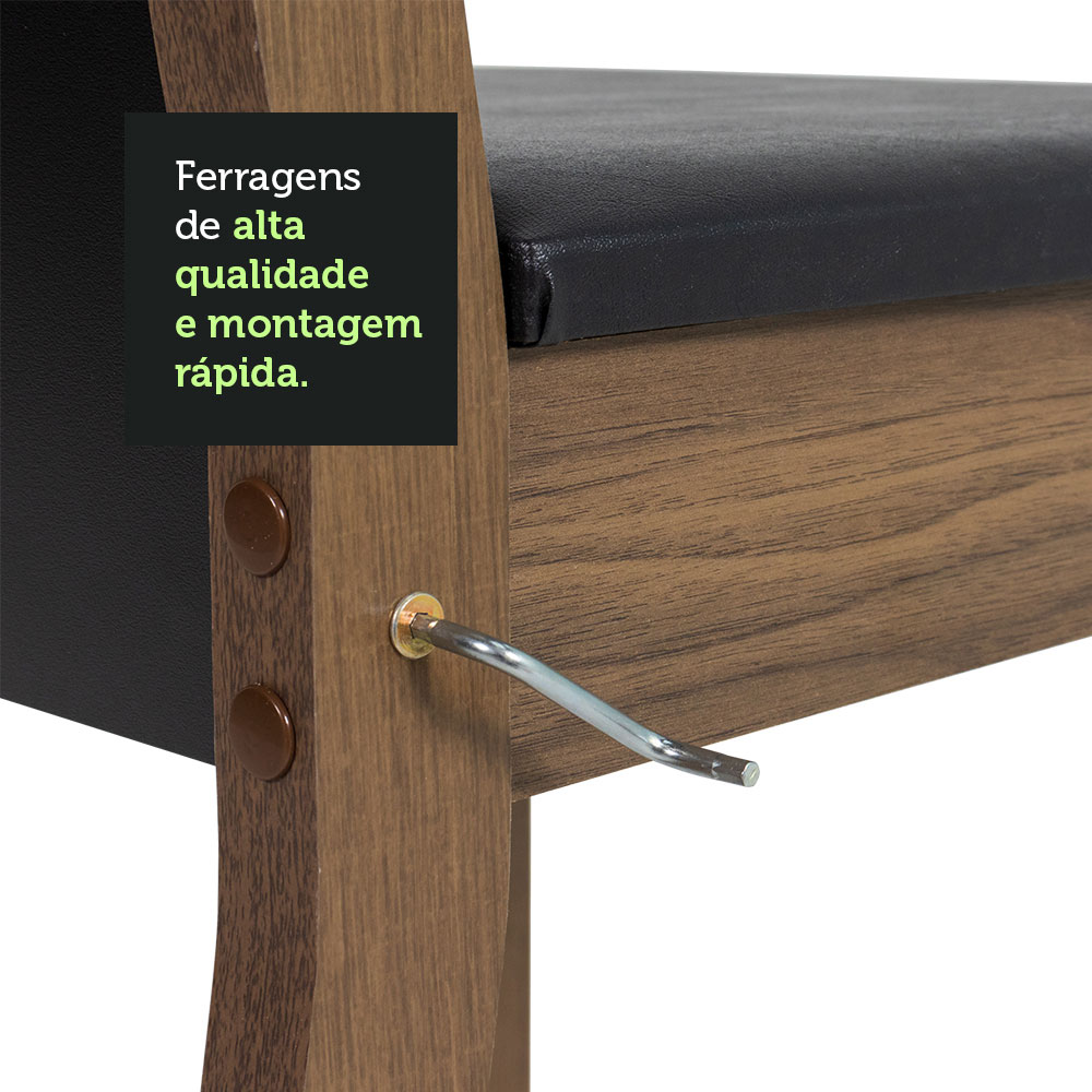 Conjunto Sala de Jantar Madesa Sheila Mesa Tampo de Madeira com 4 Cadeiras - Rustic/Preto