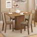 Conjunto Sala de Jantar Madesa Talita Mesa Tampo de Madeira com 4 Cadeiras - Rustic/Crema/Bege Marrom