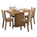 Conjunto Sala de Jantar Madesa Talita Mesa Tampo de Madeira com 4 Cadeiras - Rustic/Crema/Bege Marrom