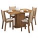 Conjunto Sala de Jantar Madesa Talita Mesa Tampo de Madeira com 4 Cadeiras - Rustic/Crema/Hibiscos