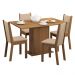 Conjunto Sala de Jantar Madesa Talita Mesa Tampo de Madeira com 4 Cadeiras - Rustic/Crema/Pérola