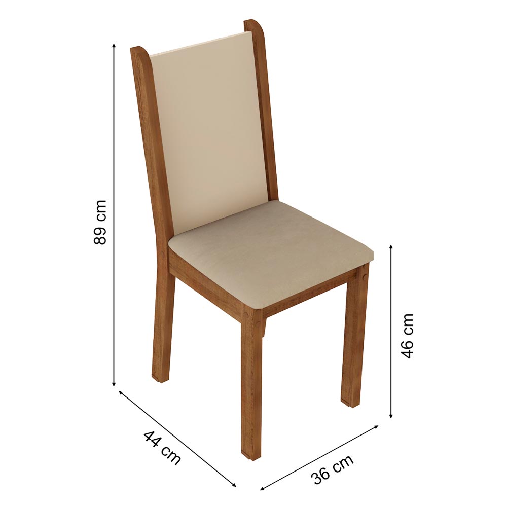 Conjunto Sala de Jantar Madesa Talita Mesa Tampo de Madeira com 4 Cadeiras - Rustic/Crema/Pérola