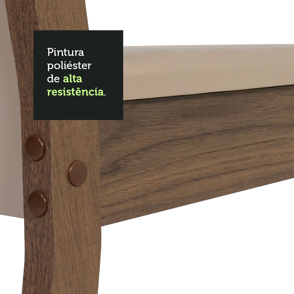 Conjunto Sala de Jantar Madesa Talita Mesa Tampo de Madeira com 4 Cadeiras - Rustic/Crema/Pérola