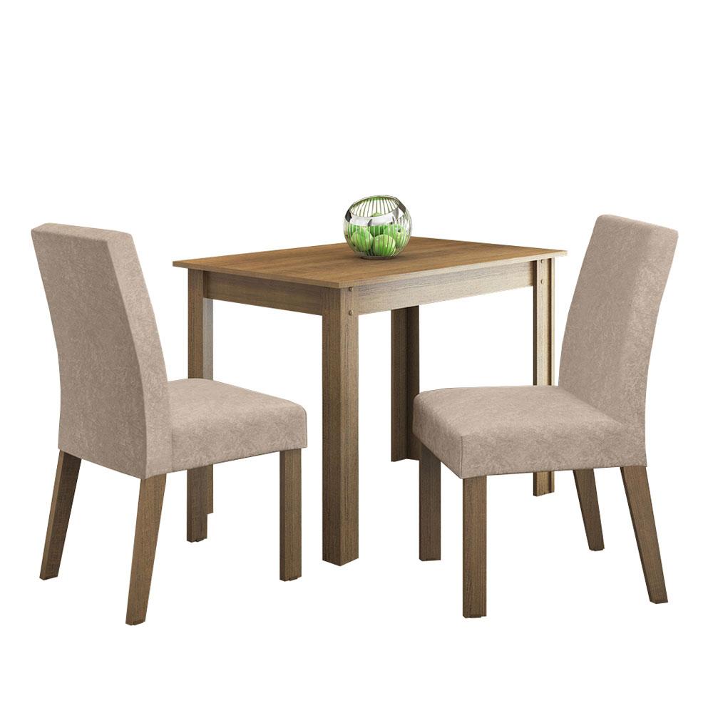 Conjunto Sala de Jantar Madesa Vic Mesa Tampo de Madeira com 2 Cadeiras - Rustic/Imperial