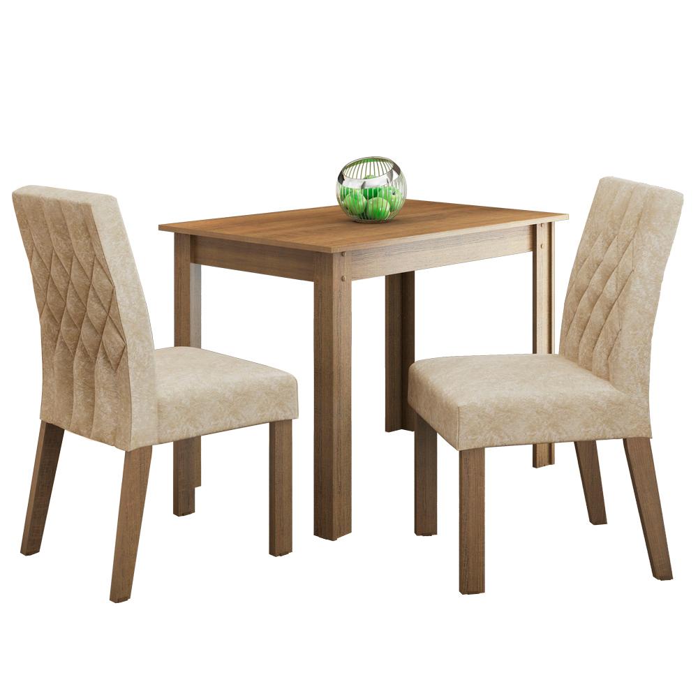 Conjunto Sala de Jantar Madesa Vivi Mesa Tampo de Madeira com 2 Cadeiras - Rustic/Imperial