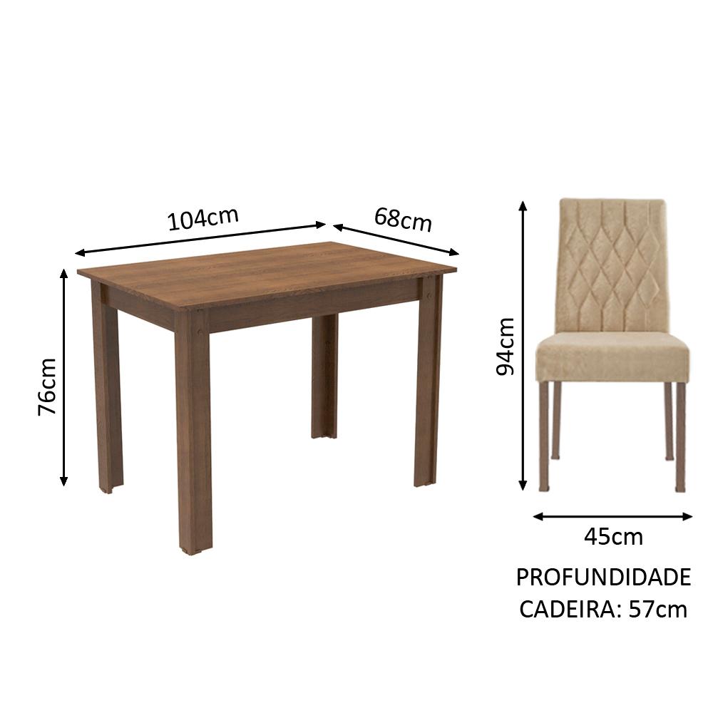 Conjunto Sala de Jantar Madesa Vivi Mesa Tampo de Madeira com 2 Cadeiras - Rustic/Imperial
