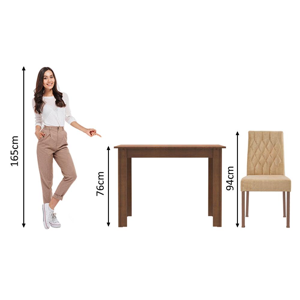 Conjunto Sala de Jantar Madesa Vivi Mesa Tampo de Madeira com 2 Cadeiras - Rustic/Imperial