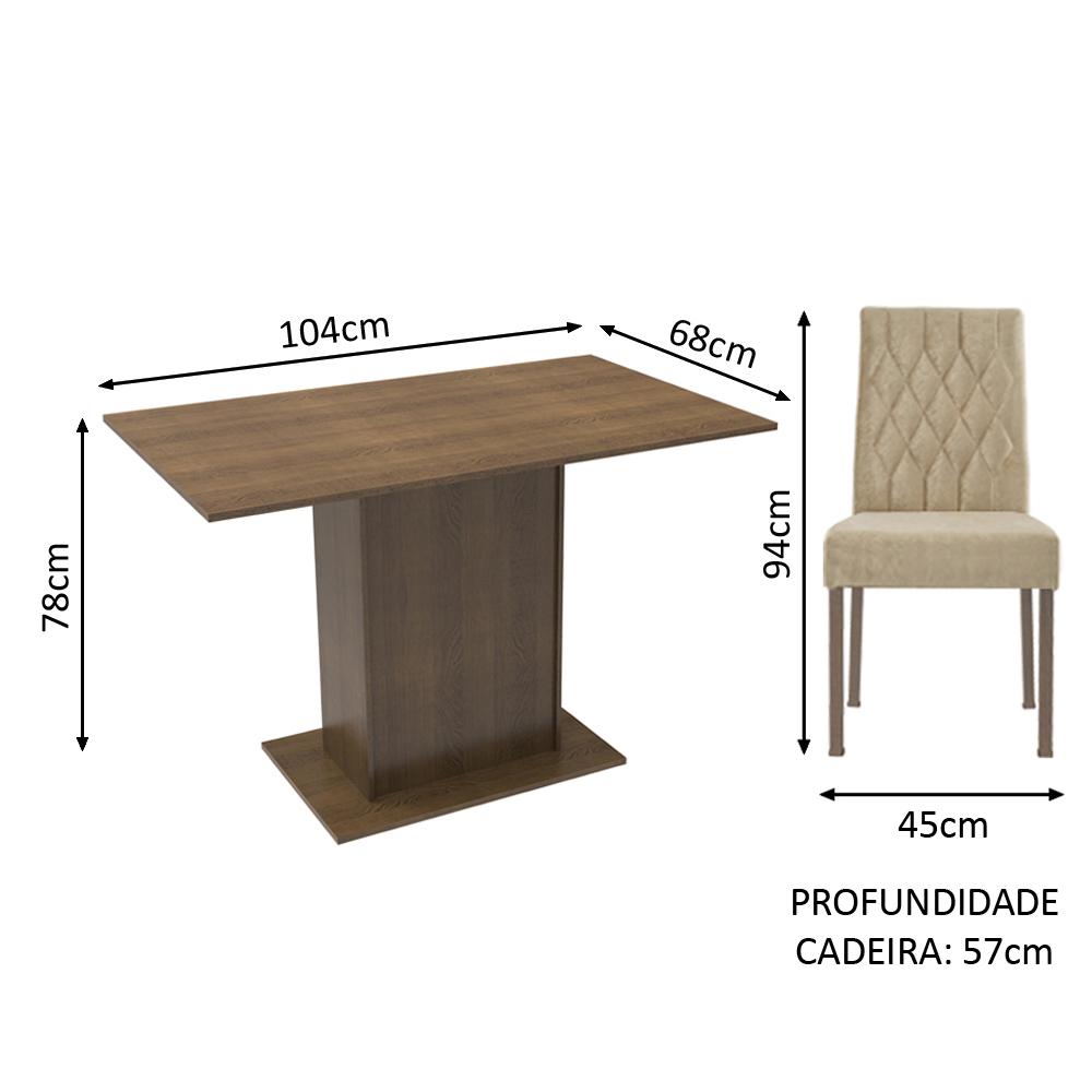 Conjunto Sala de Jantar Mesa Tampo de Madeira 2 Cadeiras Rustic/Imperial Tainá Madesa