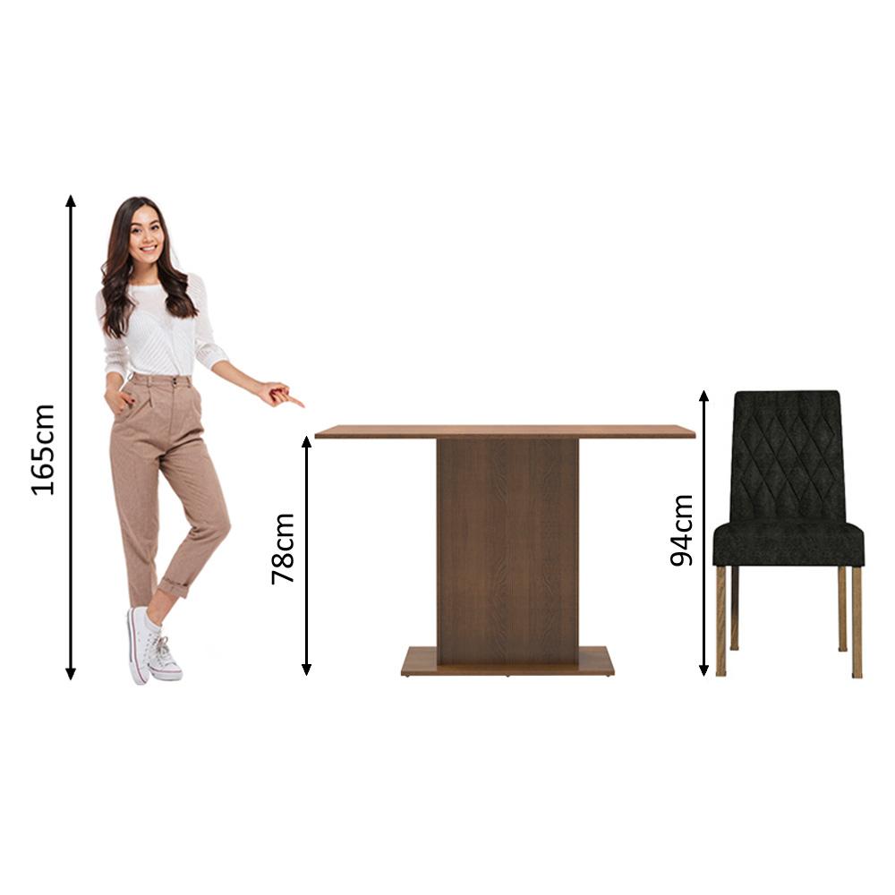 Conjunto Sala de Jantar Mesa Tampo de Madeira 2 Cadeiras Rustic/Oxford Tainá Madesa