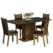 Conjunto Sala de Jantar Mesa Tampo de Madeira 4 Cadeiras Preto/Rustic Elisa Madesa