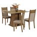 Conjunto Sala de Jantar Mesa Tampo de Madeira 4 Cadeiras Rustic/Bege Angel Madesa