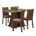 Conjunto Sala de Jantar Mesa Tampo de Madeira 4 Cadeiras Rustic/Bege Marilyn Madesa