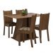 Conjunto Sala de Jantar Mesa Tampo de Madeira 4 Cadeiras Rustic/Bege Marrom Marilyn Madesa