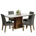 Conjunto Sala de Jantar Mesa Tampo de Madeira 4 Cadeiras Rustic/Branco/Silver Keila Madesa