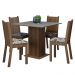 Conjunto Sala de Jantar Mesa Tampo de Madeira 4 Cadeiras Rustic/Cinza/Floral Hibiscos Samara Madesa