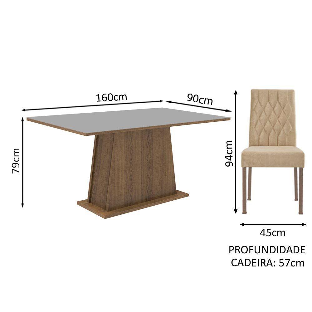 Conjunto Sala de Jantar Mesa Tampo de Madeira 4 Cadeiras Rustic/Cinza/Imperial Ashley Madesa