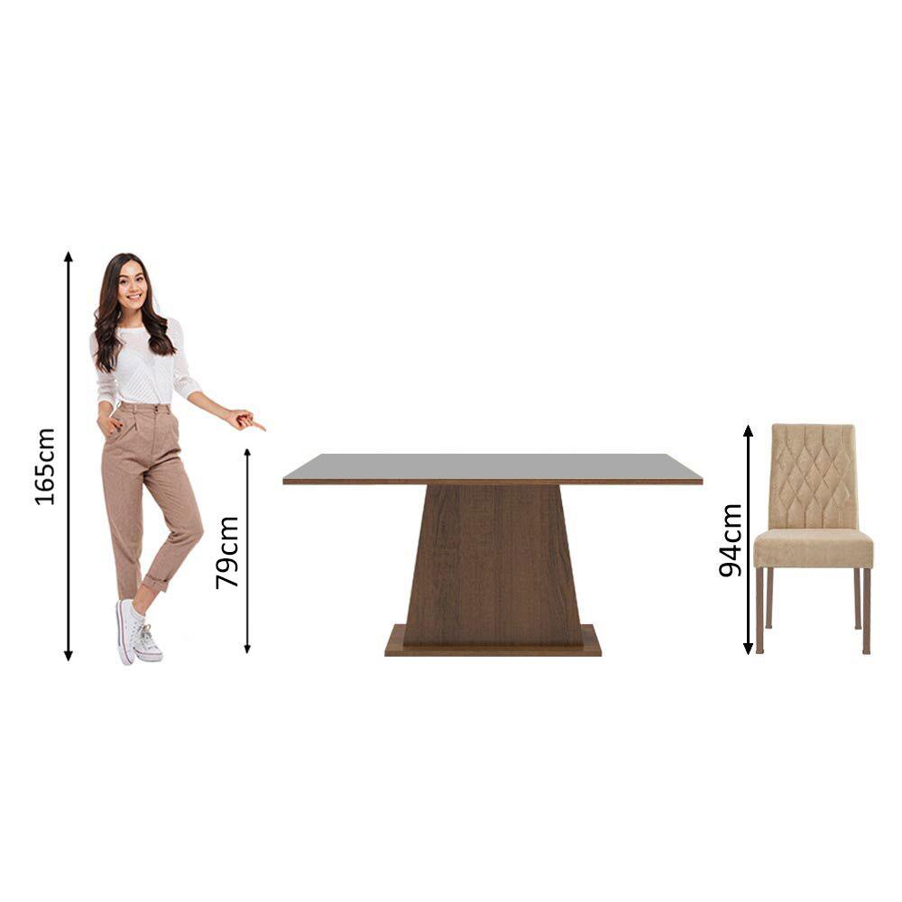 Conjunto Sala de Jantar Mesa Tampo de Madeira 4 Cadeiras Rustic/Cinza/Imperial Ashley Madesa