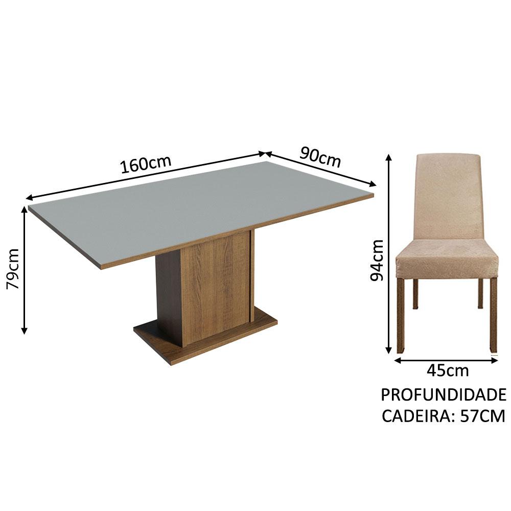 Conjunto Sala de Jantar Mesa Tampo de Madeira 4 Cadeiras Rustic/Cinza/Imperial Keila Madesa