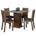 Conjunto Sala de Jantar Mesa Tampo de Madeira 4 Cadeiras Rustic/Cinza/Preto Samara Madesa