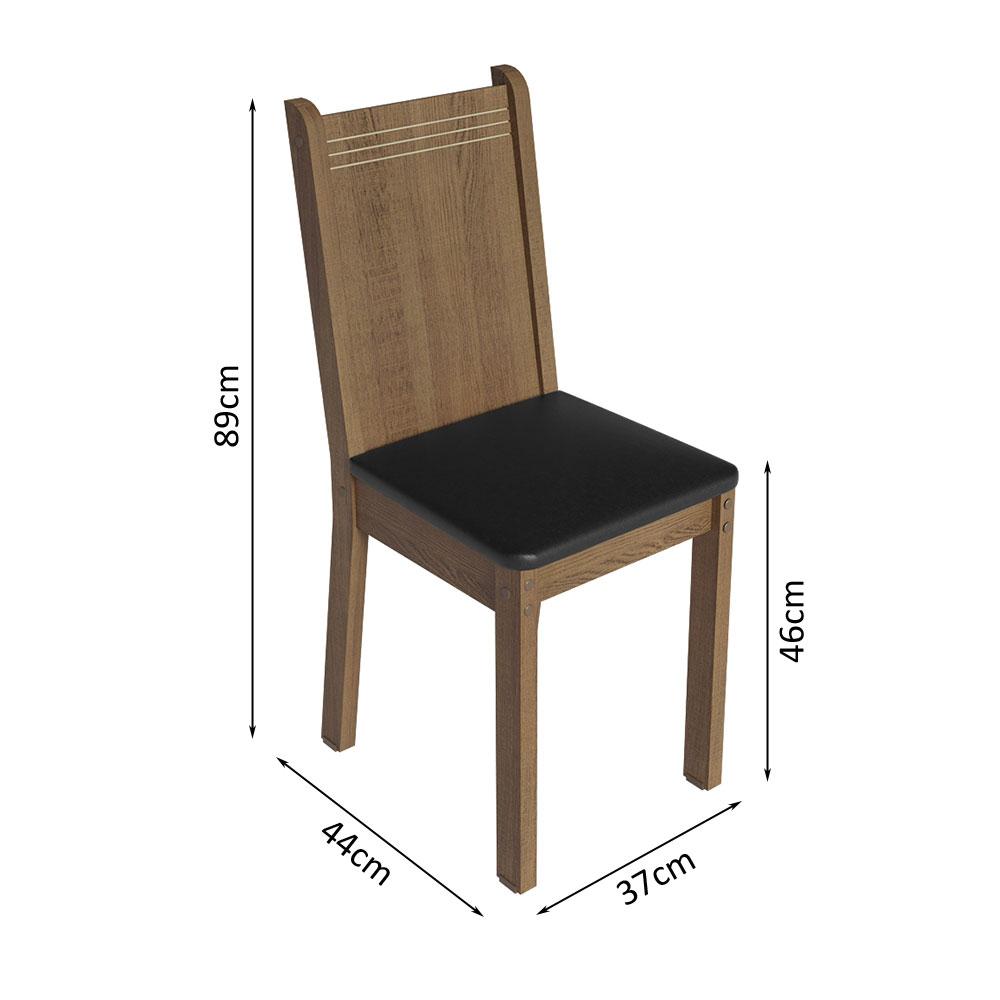 Conjunto Sala de Jantar Mesa Tampo de Madeira 4 Cadeiras Rustic/Cinza/Preto Samara Madesa