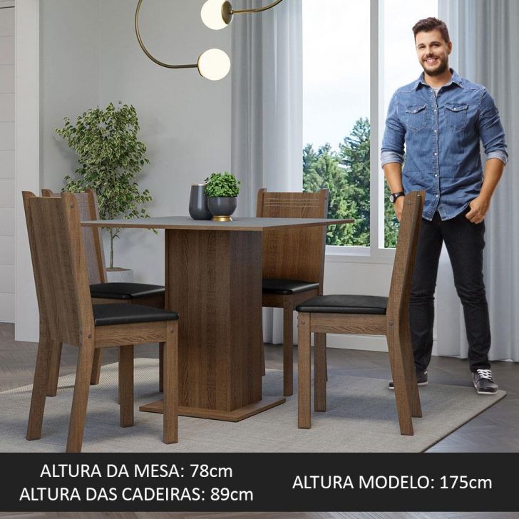 Conjunto Sala de Jantar Madesa Talita Mesa Tampo de Madeira com 4