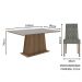 Conjunto Sala de Jantar Mesa Tampo de Madeira 4 Cadeiras Rustic/Cinza/Silver Ashley Madesa