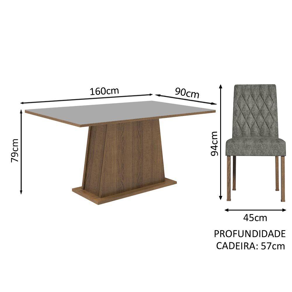 Conjunto Sala de Jantar Mesa Tampo de Madeira 4 Cadeiras Rustic/Cinza/Silver Ashley Madesa