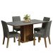 Conjunto Sala de Jantar Mesa Tampo de Madeira 4 Cadeiras Rustic/Cinza/Silver Keila Madesa