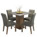 Conjunto Sala de Jantar Mesa Tampo de Madeira 4 Cadeiras Rustic/Cinza/Silver Livia Madesa